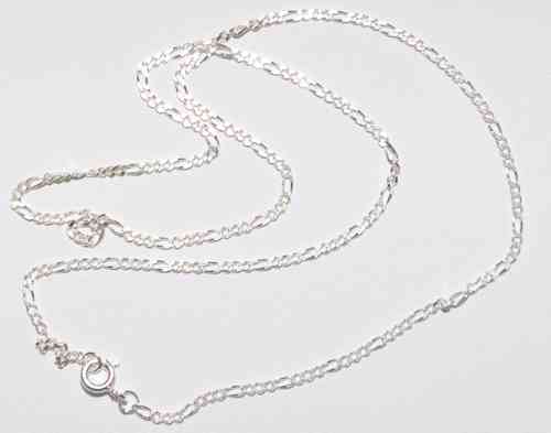 925 Silber Halskette - Figarokette - Diamantiert Ø 2 mm - Länge 55 cm - TOP