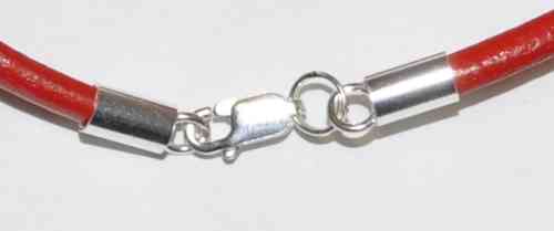 Echtleder Halskette Ø 4,0 mm - Rot - Verschluß 925 Silber Leder - Kette Halsband