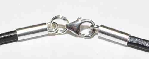 Echtleder Halskette Ø 2,0 mm Braun - Verschluß 925 Silber Leder - Kette Halsband