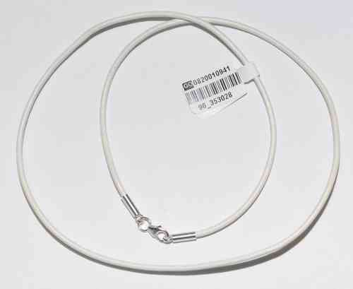 Echtlederband Ø 2 bis 3,0 mm Weiss Verschluß 925 Silber Leder Kette Halsband !
