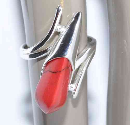 925 Silber - Ring mit roter Koralle Unikat!! Top Preis Garantie! Top Damenring!!