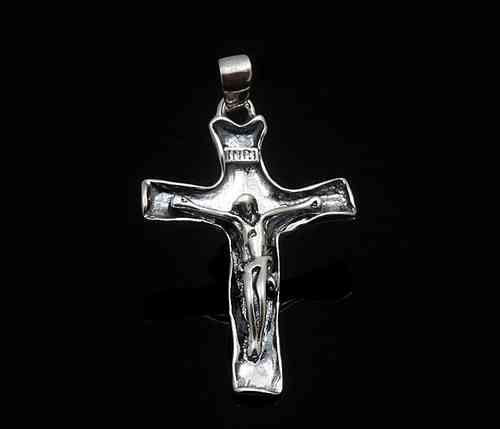 Anhänger Kreuz mit Jesus - Silber 925 - Massiv - Manuelle Abguss - Handgemacht
