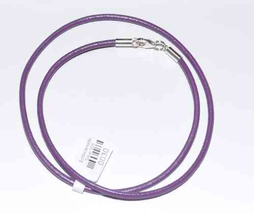 Echtleder Halskette Ø3 mm Farbe Violett - Verschluß 925 Silber - Surferkette