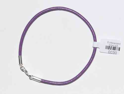 Echtlederband - Violett - Armband, Halsband - Silber 925 Verschluss - Karabiner