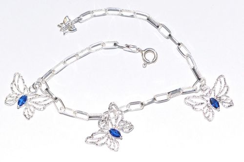 Silber 925 Armband mit Zirkonia - Neue-Design !! Blaue Zirkonia !! Einzigartig