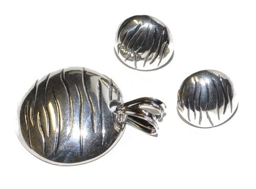 Echtes 925 Silber Schmuckset - Außergewöhnliche Design - Ohrringe und Anhänger