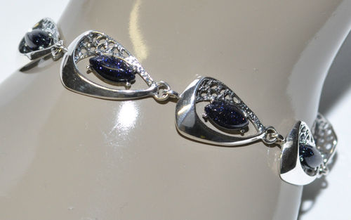 Echtes 925 Silber Armband mit Blaufluss - Neue-Design !! Länge 18,5 cm
