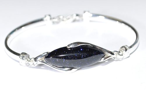 Echtes 925 Silber Armband mit Blaufluss, blitzend - Neue-Design ! Länge 20 cm