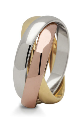 1 Paar Trauringe Hochzeitsringe Gold 585 - Tricolor - 3 Ringe in 1 - Breite: 6mm