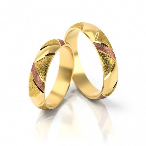 1 Paar Trauringe Eheringe Hochzeitsringe Gold 585 - Bicolor - Breite: 4,5 mm