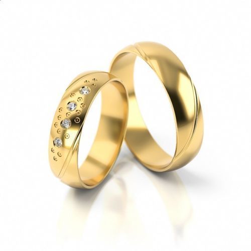 1 Paar Trauringe Eheringe Hochzeitsringe Gold 585 - Damenring mit Zirkonia - 5mm