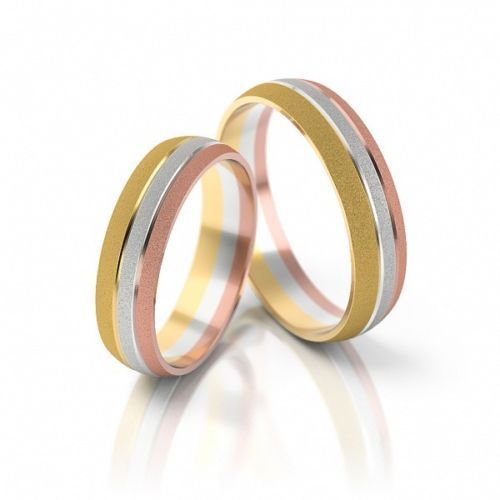 1 Paar Trauringe Eheringe Hochzeitsringe Gold 333 - Tricolor - Breite: 4,0 mm
