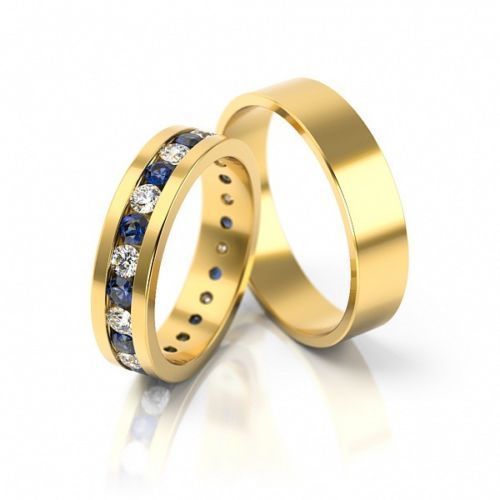 1 Paar Trauringe Hochzeitsringe Gold 333 - Gelbgold + Steine - Top Design !!