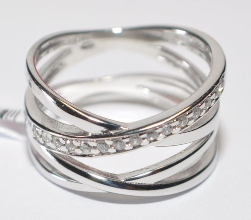 ECHTES Silber 925 Ring mit Zirkonia Steinen, rhodiniert mit 5µ Rhodium - Neuheit