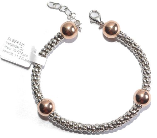 ECHTES Silber 925 Armband- Rhodiniert - Vergoldet 5µ - Länge 20 - 23cm - Top