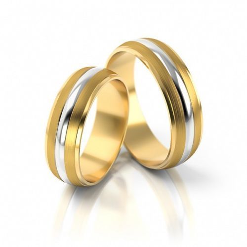 1 Paar Trauringe Hochzeitsringe Gold 333 - Bicolor Gelbgold/Weißgold - B: 4,0mm