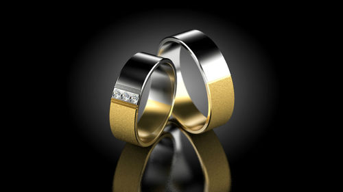 1 Paar Trauringe Hochzeitsringe Gold 333 - Bicolor mit 3 Zirkonia - B: 6,0mm TOP