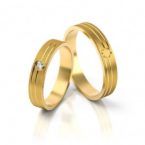1 Paar Trauringe Hochzeitsringe Gold 333 - Gelbgold - Mit Zirkonia - Breite 4mm