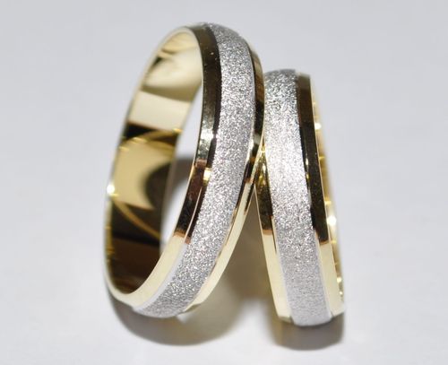 1 Paar Trauringe Eheringe Hochzeitsringe Gold 333 - Bicolor - Breite: 5mm - Top