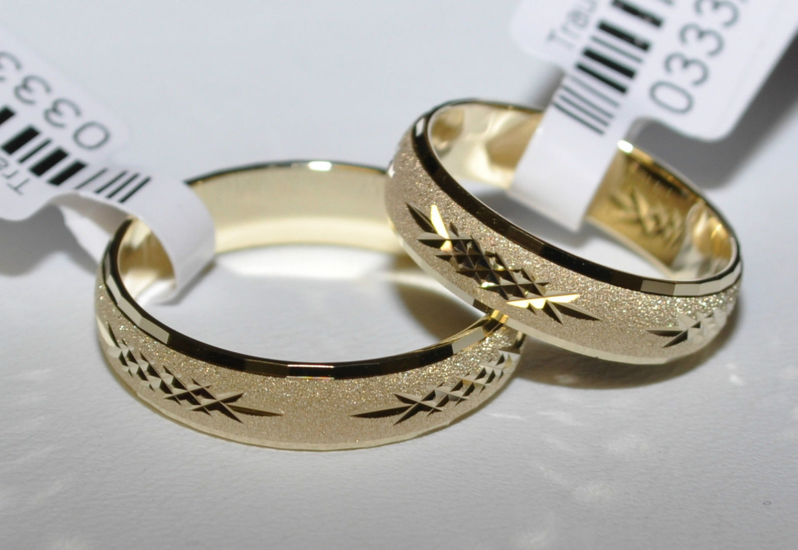 B 1 Paar Gold 585 Trauringe Eheringe Hochzeitsringe mit blitzendem Muster 5mm 