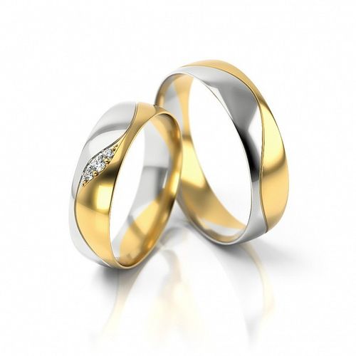 1 Paar Trauringe Hochzeitsringe Gold 333 - Bicolor - Mit Zirkonia - B: 6,0mm