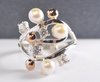 925 Silber + Gold 585 - Ring mit Swarovski Steinen und Perlen